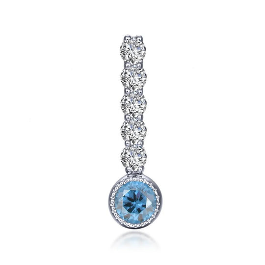 Lafonn Sterling Silver Platinum Plated Simulated Aquamarine and Simulated Diamond Large Charm BP003AQP00