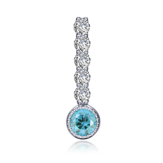 Lafonn Sterling Silver Platinum Plated Simulated Blue Topaz and Simulated Diamond Largel Charm BP003BTP00