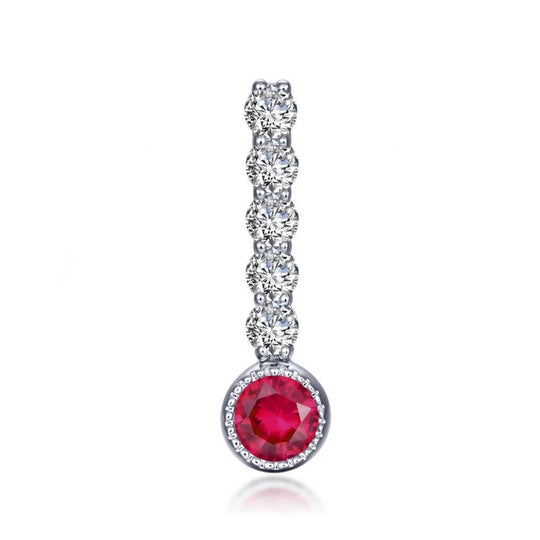 Lafonn Sterling Silver Platinum Plated Simulated Garnet and Simulated Diamond Large Charm BP003GNP00
