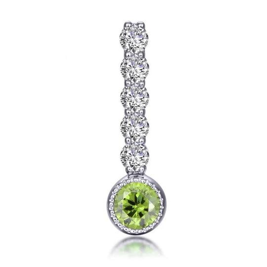 Lafonn Sterling Silver Platinum Plated Simulated Peridot and Simulated Diamond Large Charm BP003PDP00