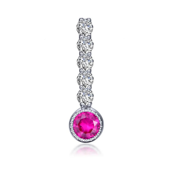Lafonn Sterling Silver Platinum Plated Lab Grown Ruby and Simulated Diamond Large Charm BP003RBP00