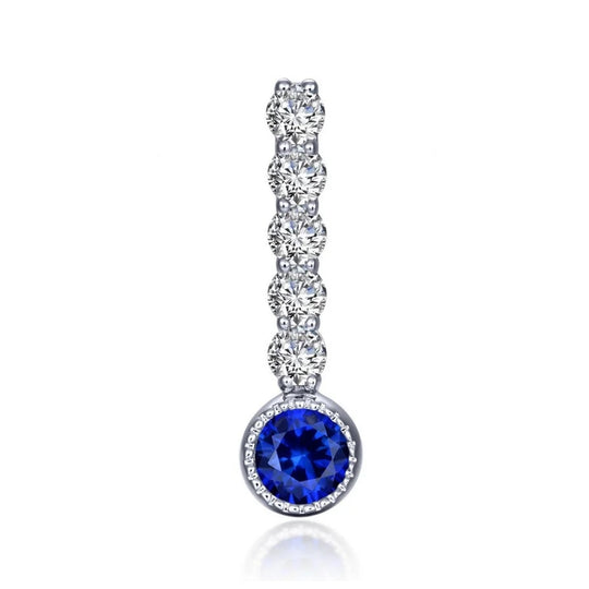 Lafonn Sterling Silver Platinum Plated Lab Grown Blue Sapphire and Simulated Diamond Large Charm BP003SAP00