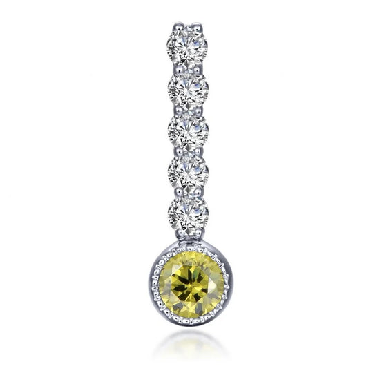 Lafonn Sterling Silver Platinum Plated Simulated Yellow Topaz and Simulated Diamond Large Charm BP003YTP00