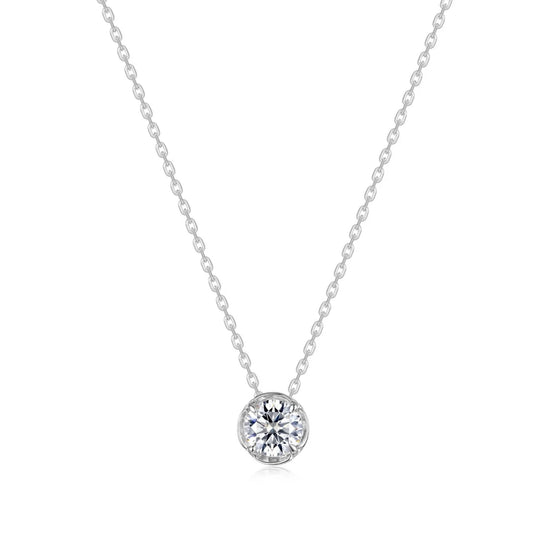 Lafonn Sterling Silver Platinum Plated Blossom Cradle Simulated Diamond Solitaire Pendant Necklace N0386CLP18