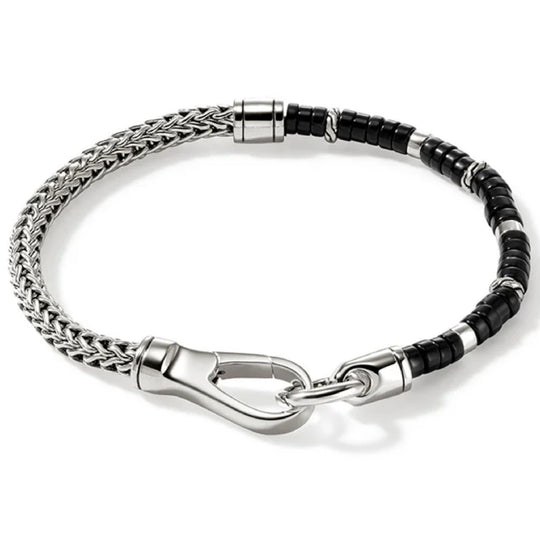 John Hardy Sterling Silver Heishi Black Onyx Bracelet BUS9012521BONXUL