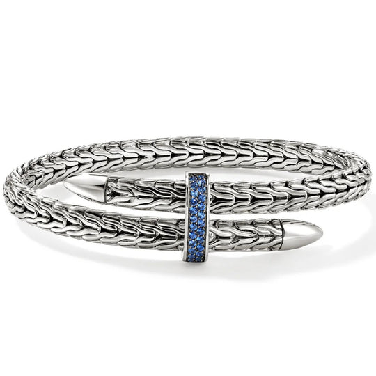 John Hardy Sterling Silver Blue Sapphire Spear Flex Cuff CBS9011074BSPXS