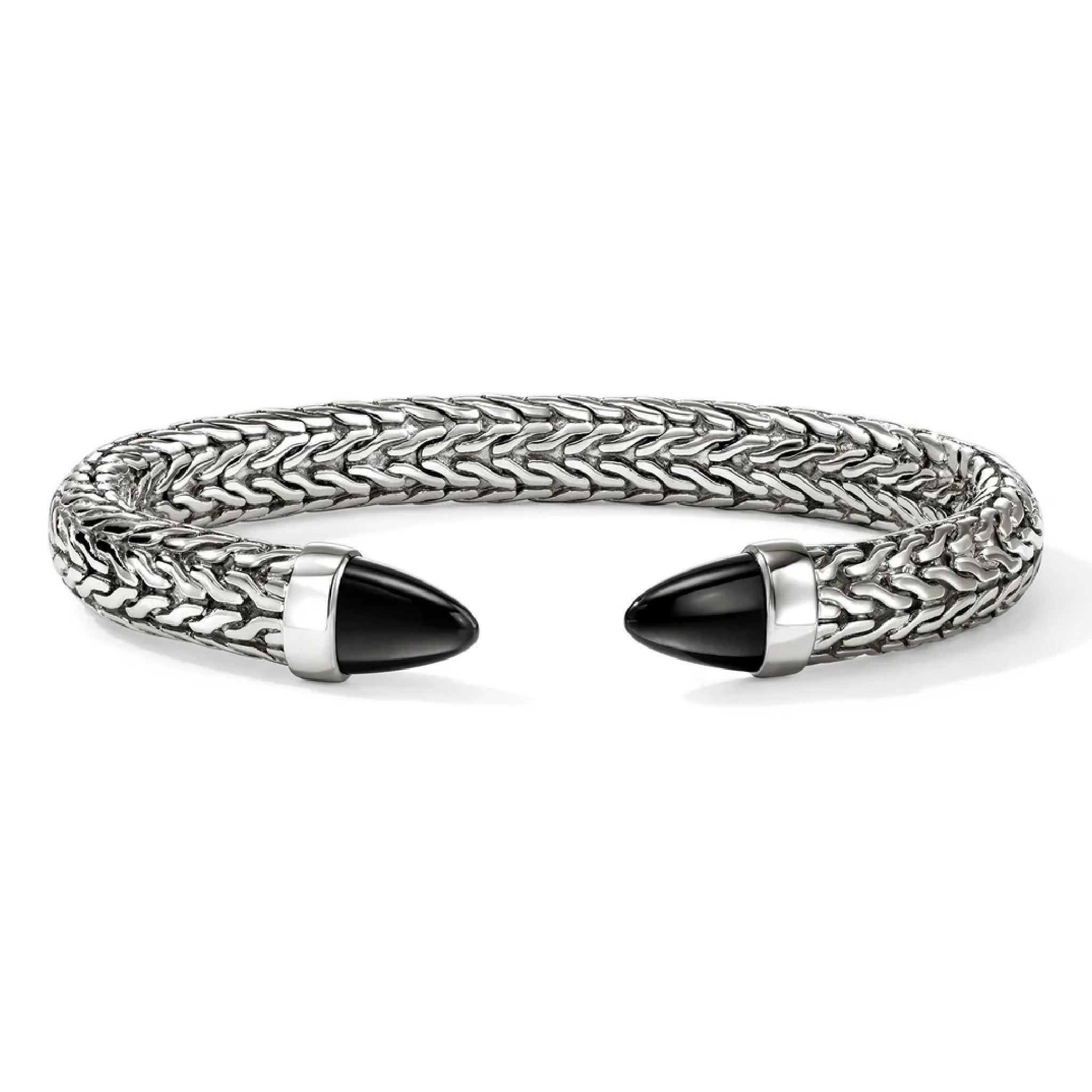 John Hardy Sterling Silver and Black Onyx Spear 50 Flex Cuff