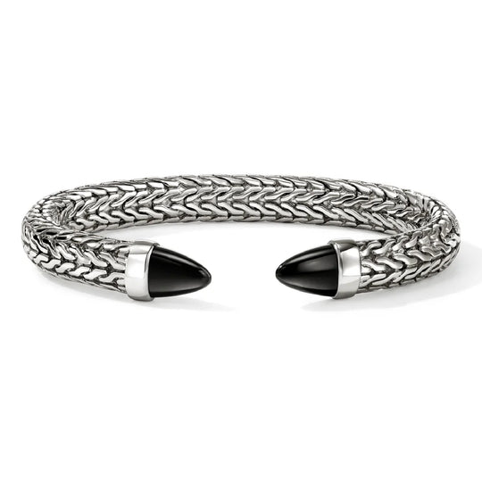 John Hardy Sterling Silver and Black Onyx Spear 50 Flex Cuff Bracelet CBS987961BONXM
