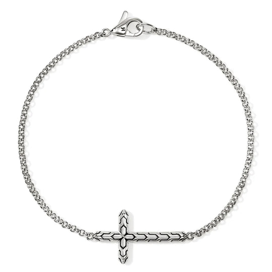 John Hardy Sterling Silver Mini Rolo Chain Cross Bracelet BU98941XUL