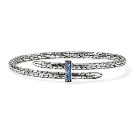 John Hardy Sterling Silver Blue Sapphire Slim Spear Flex Cuff CBS987874BSPXM