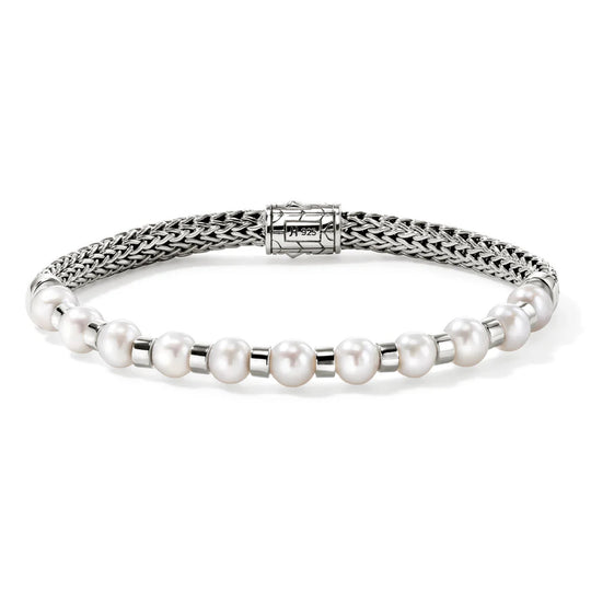 John Hardy Sterling Silver Freshwater Pearl Bracelet BU987311XUM