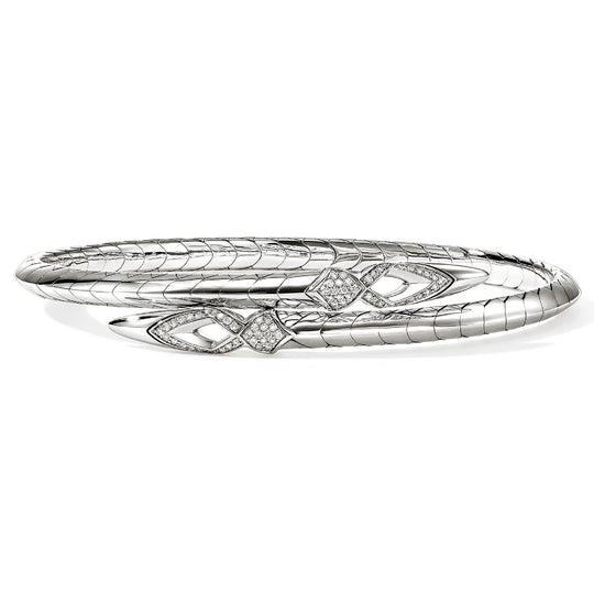 John Hardy Sterling Silver Naga Diamond Pave Bypass Flex Cuff CBP603972DIXM