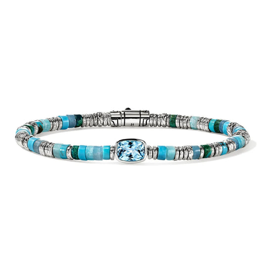 John Hardy Sterling Silver Heishi Swiss Blue Topaz Bracelet BUS290201SBTTQAMZXUM