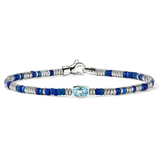 John Hardy Sterling Silver Heishi Blue Topaz and Enamel Bracelet BUS290171BUSBTXUM