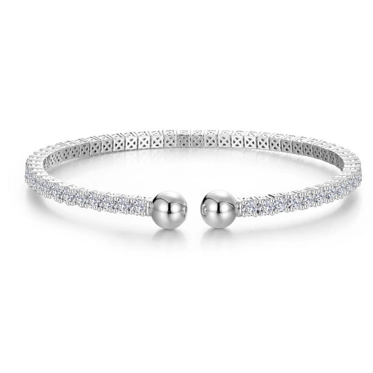 Lafonn Sterling Silver Platinum Plated Simulated Diamond Sphere Tennis Cuff Bracelet B0229CLP68