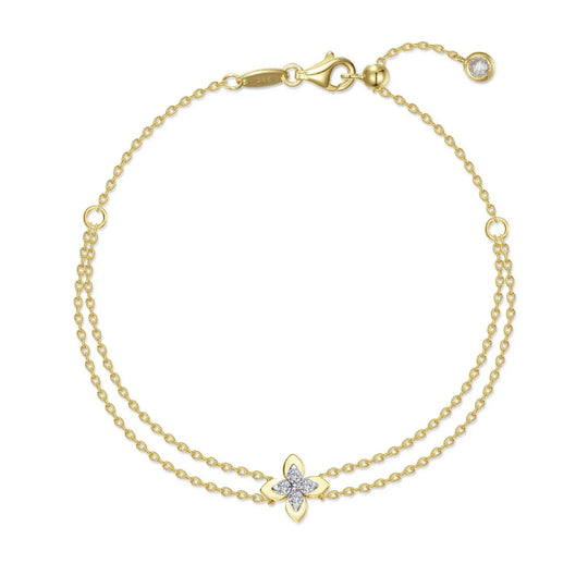Lafonn Sterling Silver Gold Plated Simulated Diamond Magnolia Blossom Bracelet B0224CLT78