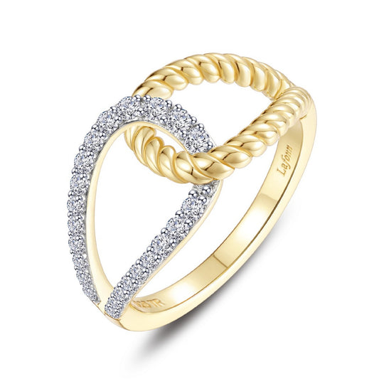Lafonn Sterling Silver Gold Plated Simulated Diamond Lover's Knot Ring R0567CLT07