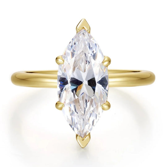 Lafonn Gold-Plated Sterling Silver Poise Marquise-Cut Simulated Diamond Solitaire Ring R0590CLG07