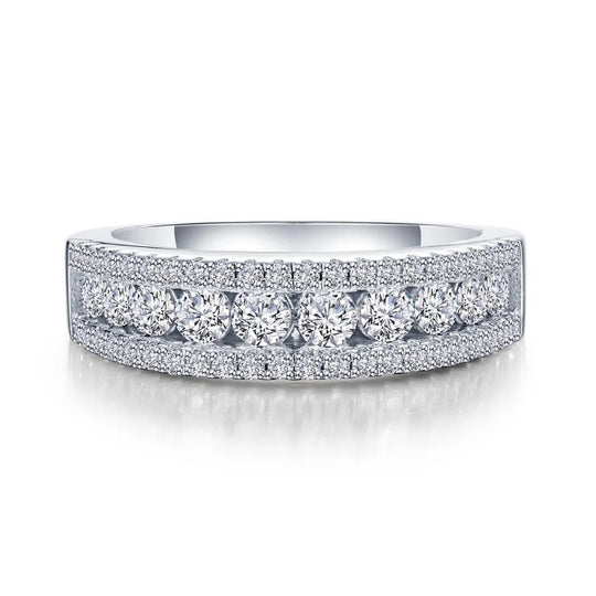 Lafonn Sterling Silver Platinum Plated Simulated Diamond Love's Path Band R2040CLP06