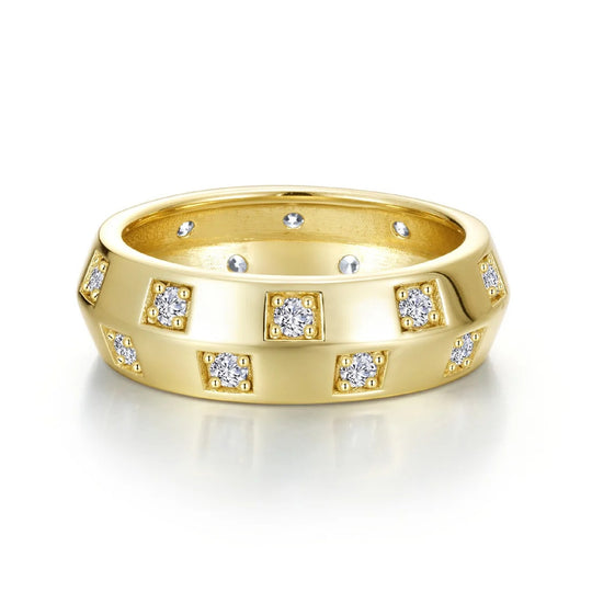 Lafonn Sterling Silver Gold Plated Simulated Diamond Barrel Beat Ring R0579CLG07