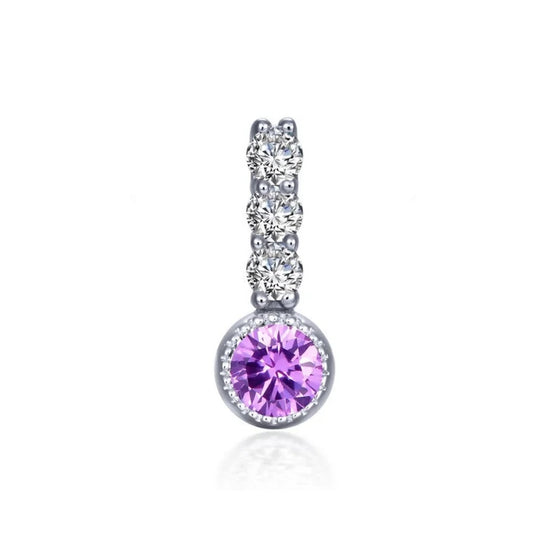 Lafonn Sterling Silver Platinum Plated Simulated Amethyst and Simulated Diamond Small Charm BP002AMP00