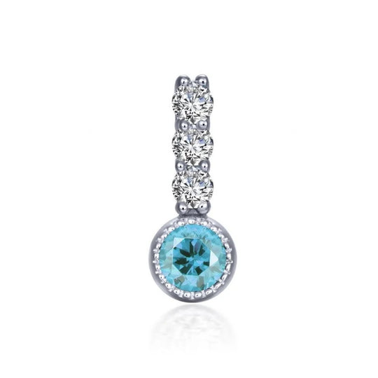 Lafonn Sterling Silver Platinum Plated Simulated Blue Topaz and Simulated Diamond Small Charm BP002BTP00