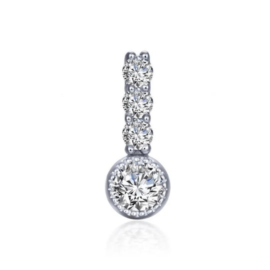 Lafonn Sterling Silver Platinum Plated Simulated Diamond Small Charm BP002DAP00