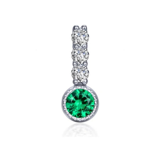 Lafonn Sterling Silver Platinum Plated Simulated Emerald and Simulated Diamond Small Charm BP002EMP00