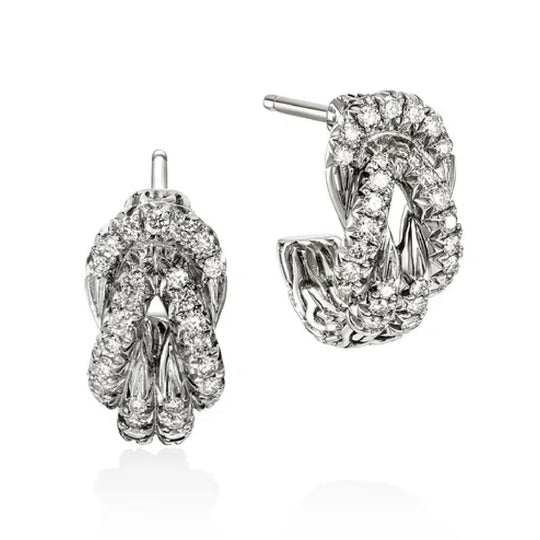 John Hardy Sterling Silver Diamond Love Knot Earrings EBP987822DI