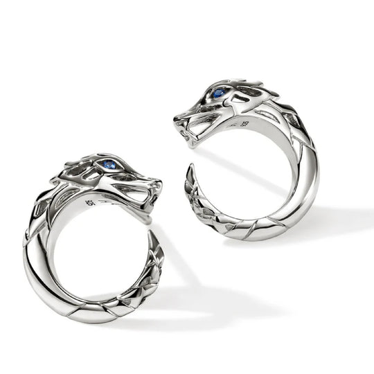 John Hardy Sterling Silver Blue Sapphire Naga Stud Earrings EBS603731BSP