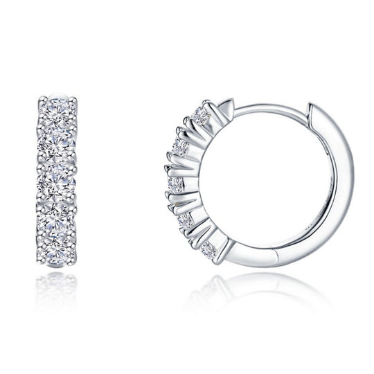 Lafonn sterling Silver Platinum Plated Bella Simulated Diamond Hoop Earrings E0647CLP00