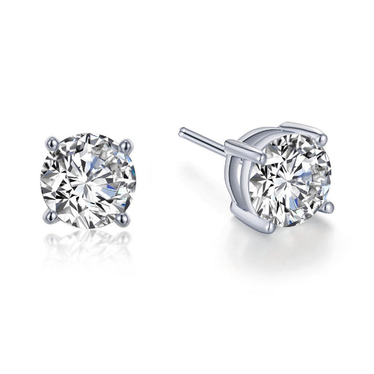 Lafonn Sterling Silver Platinum Plated 4 Prong 2ct Simulated Diamond Studs E018CLP00