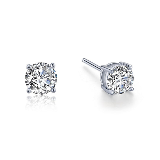 Lafonn Sterling Silver Platinum Plated 4 Prong 1/2ct Simulated Diamond Studs E0243CLP00