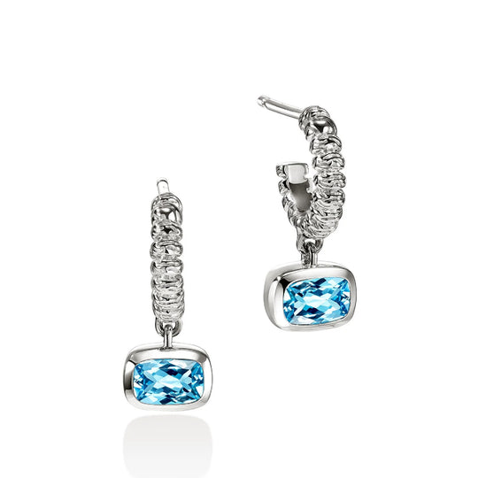 John Hardy Heishi Sterling Silver Blue Topaz Drop Earrings EBS290341SBT