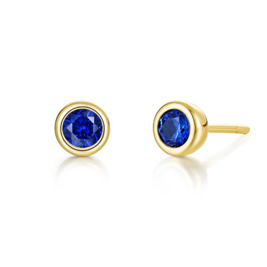 Lafonn Sterling Silver Gold Plated Lab Grown Blue Sapphire Stud Earrings BE009SAG00