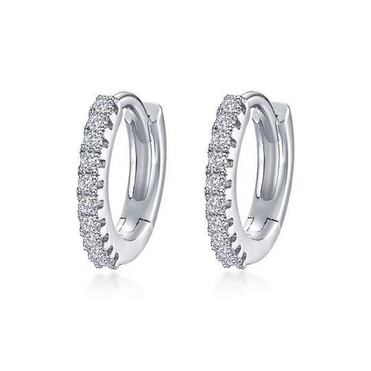 Lafonn Sterling Silver Platinum Plated Simulated Diamond Huggie Earrings E0621CLP00