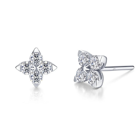 Lafonn Sterling Silver Platinum Plated Trillium Superbloom Simulated Diamond Stud Earrings E0643CLP00