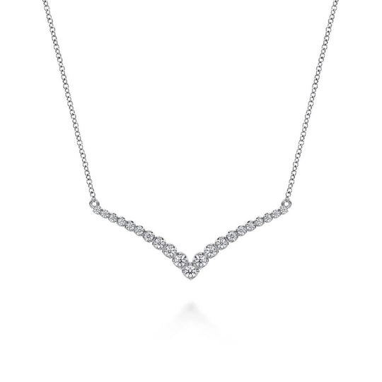 Gabriel & Co 14K White Gold Diamond Chevron Bar Necklace NK8062W45JJ