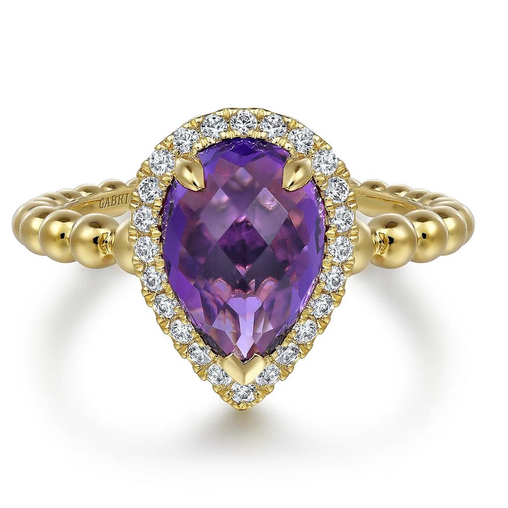 Gabriel & Co 14K Yellow Gold Diamond and Amethyst Fashion Ring LR52524Y45AM