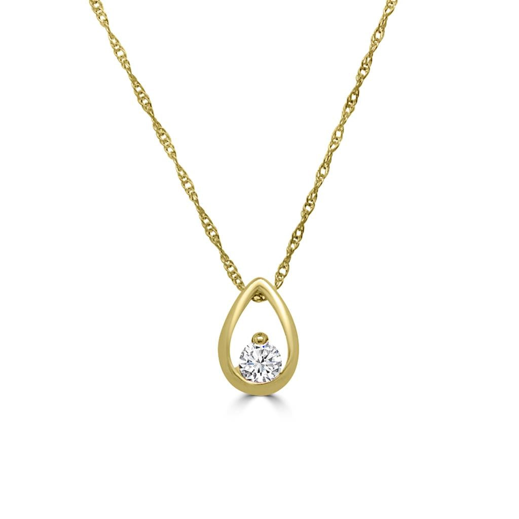 14K Yellow Gold Teardrop Diamond Pendant Necklace SP010RP01-4Y-LZQ