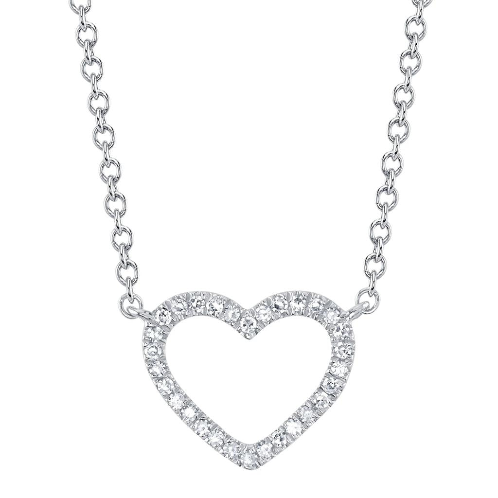 Shy Creation 14K White Gold Diamond Heart Necklace SC22009120