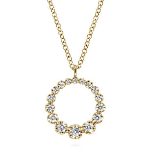 Gabriel 14KY Gold Diamond Circle Pendant Necklace NK6214Y45JJ