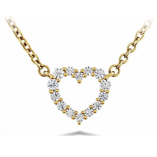 Hearts On Fire 18K Yellow Gold Small Diamond Heart Necklace HFPSIGH00118Y