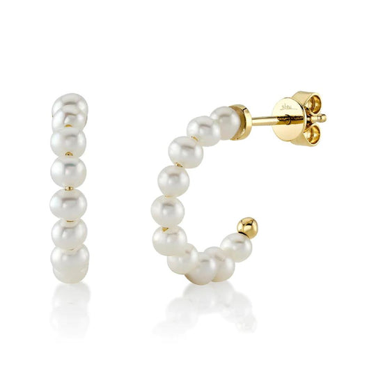 Shy Creation 14K Yellow Gold Cultured Pearl Open Hoop Earrings SC36213972V2D0.60