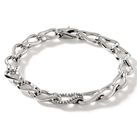 John Hardy Sterling Silver Surf Diamond Link Bracelet BUP9010902DIXUM