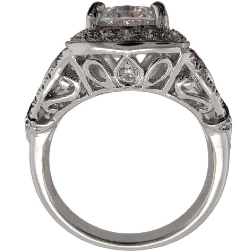 18K White Vintage Filigree Diamond Engagement Ring AD977W125