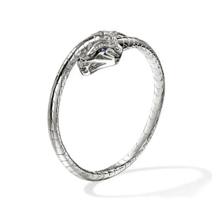 John Hardy Sterling Silver Naga Diamond & Blue Sapphire Flex Cuff CBP603682BSPDIXM