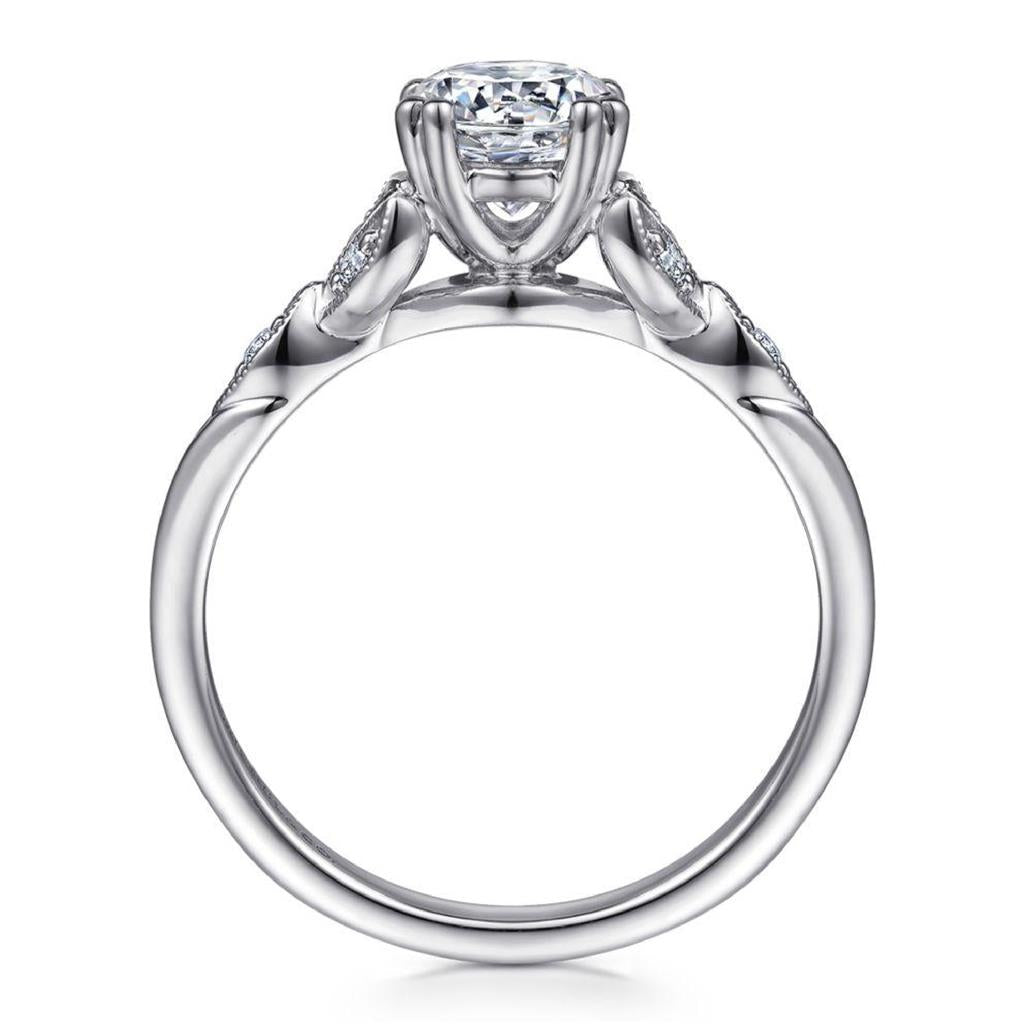 Gabriel & Co 14K White Gold Victorian Floral Engagement Ring ER11721R4W44JJ