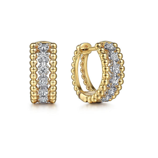 Gabriel & Co 14K Two Tone Bujukan Diamond Huggie Earrings EG14715M45JJ