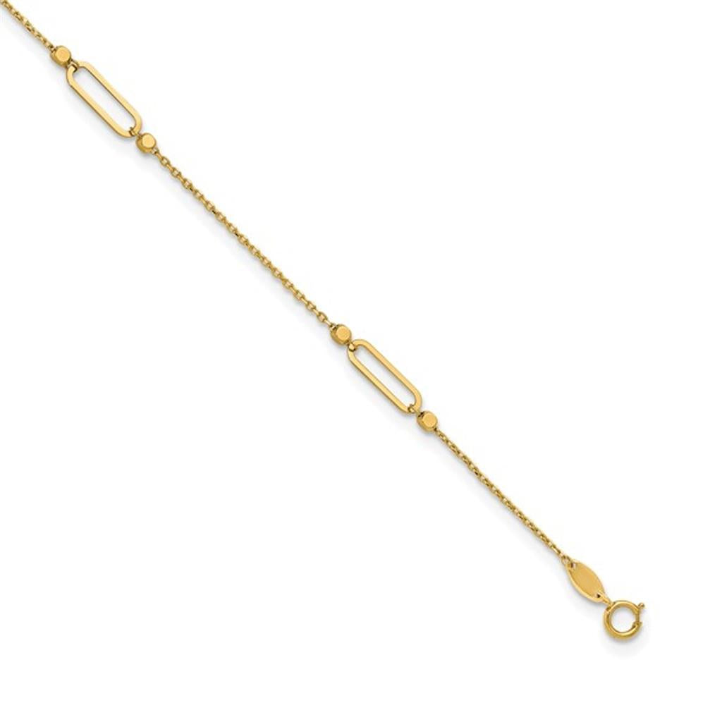 14K Yellow Fancy Link Station Anklet LF1912-9